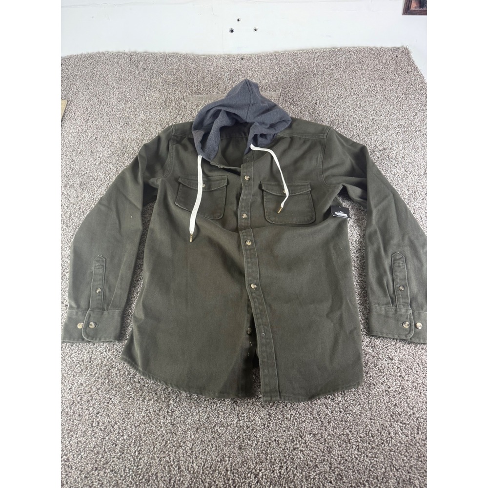 No Boundaries Mens Hooded‎ Shirt Jacket Green Medium NB30102 Shacket New